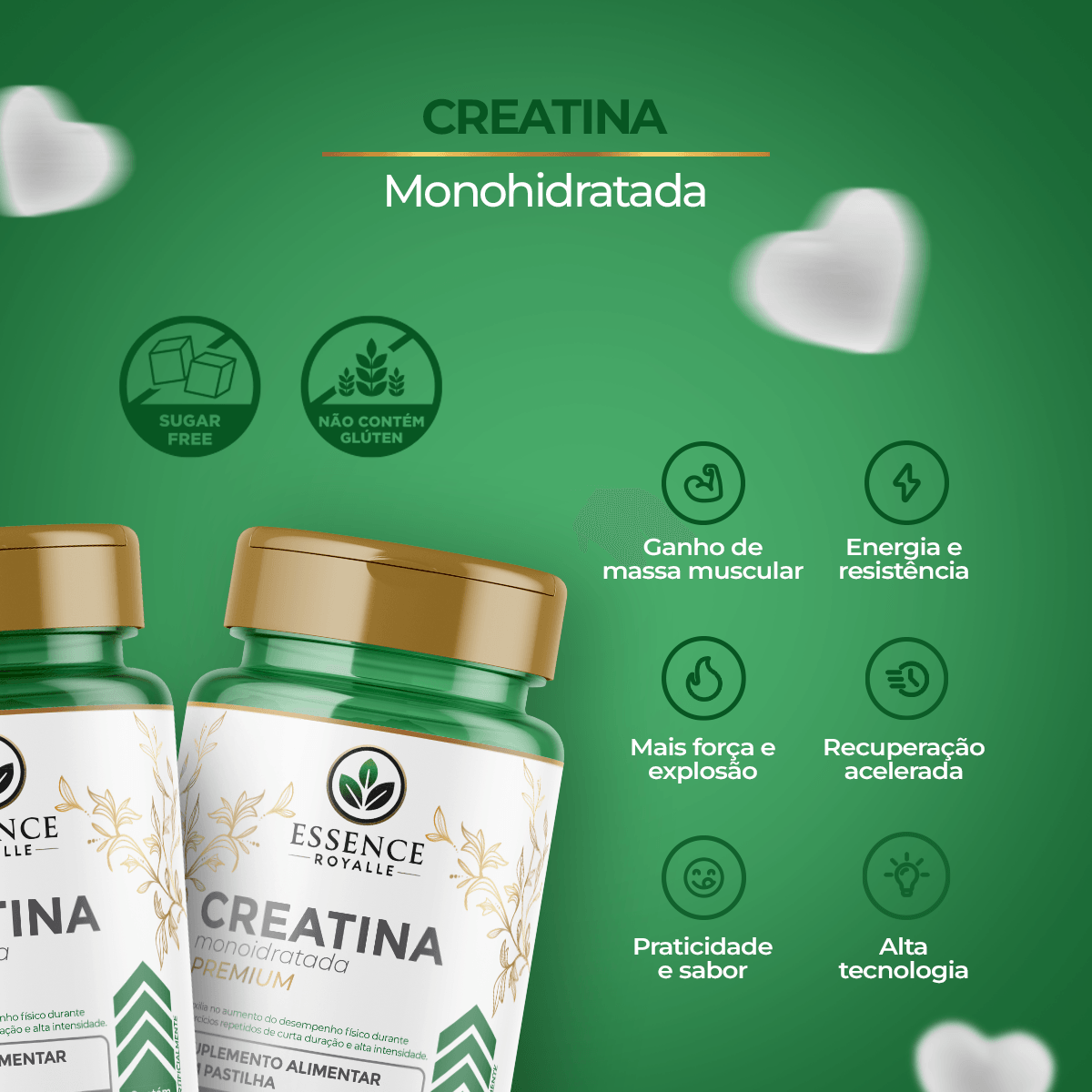 Creatina Mastigável Sabor Framboesa – 90 Pastilhas - Essence Royalle