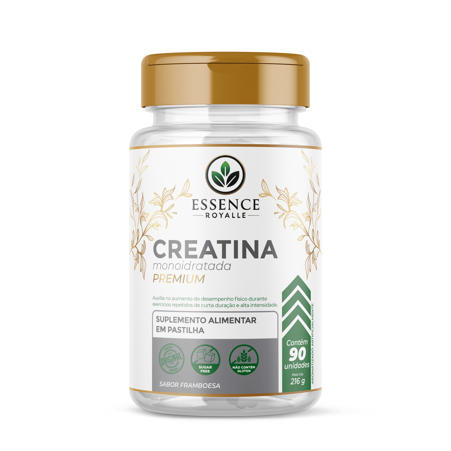 Creatina Mastigável Sabor Framboesa – 90 Pastilhas - Essence Royalle