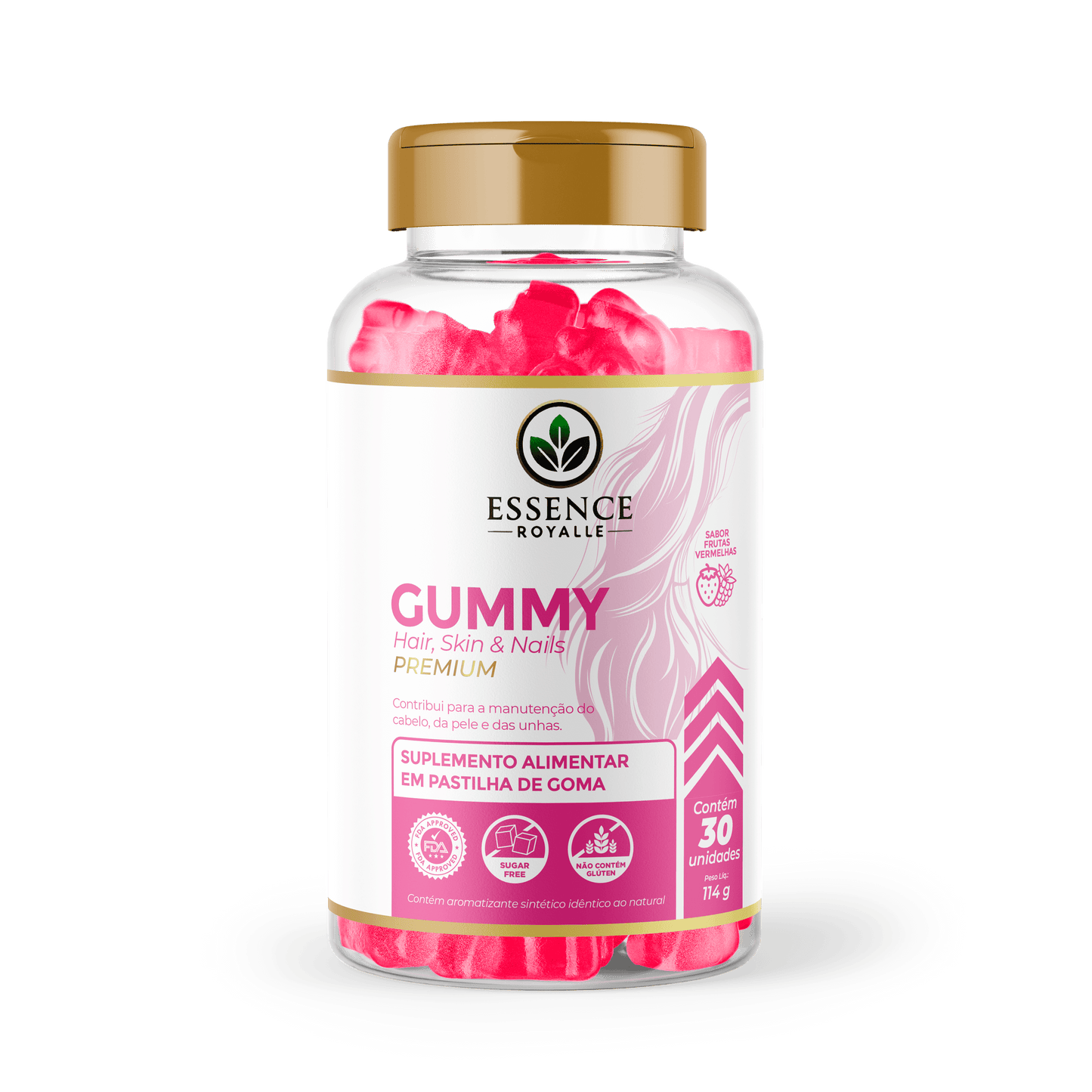 Gummy Cabelo, Pele e Unhas – 30 Gomas | Frutas Vermelhas - Essence Royalle