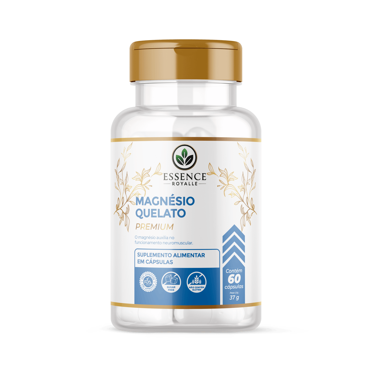 Magnésio Quelato – 60 Cápsulas (613mg) - Essence Royalle