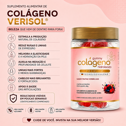 Gummy De Colágeno Verisol® Sabor Frutas Vermelhas - 30 Doses