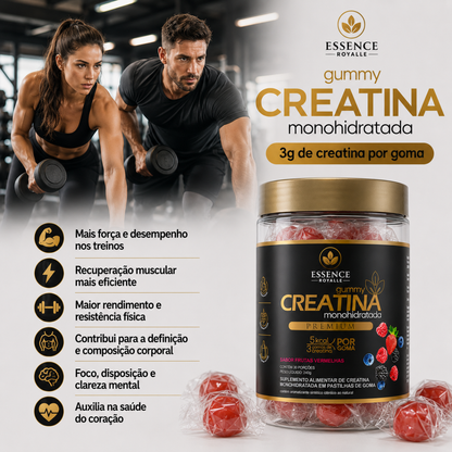 GUMMY de CREATINA PURA com 3g de Creatina por Gummy - 30 Doses - Sabor Frutas Vermelhas