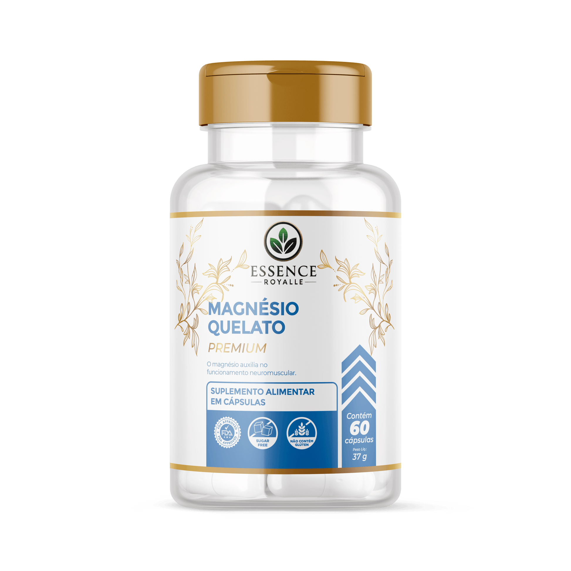 Magnésio Quelato – 60 Cápsulas (613mg) - Essence Royalle